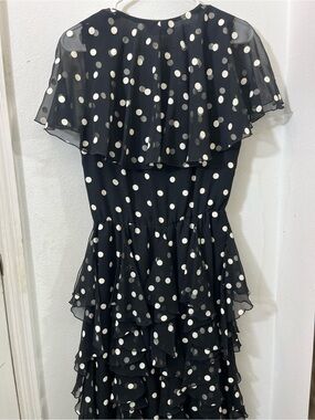 Vintage Pat Richards Michael Maiello Polka Dot Chiffon Midi Dress 10